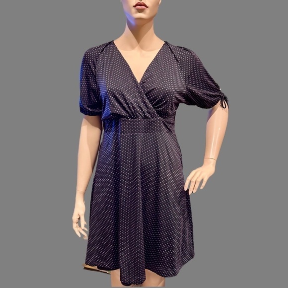 Igigi Polka Dot Dress Plus Size 18/20 Pink Dots on Black, Short Sleeves Country - Picture 6 of 15